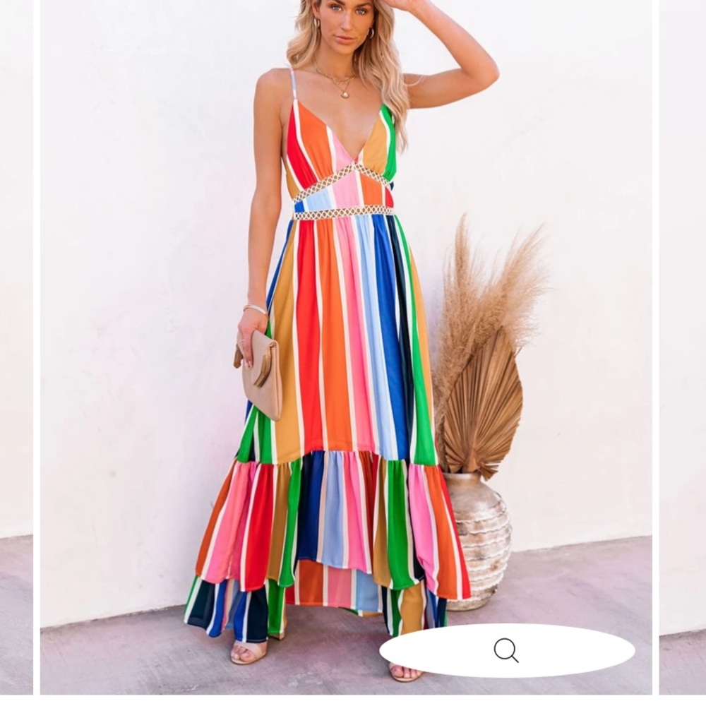 FIESTA TO SIESTA CROCHET STRIPED MAXI DRESS
